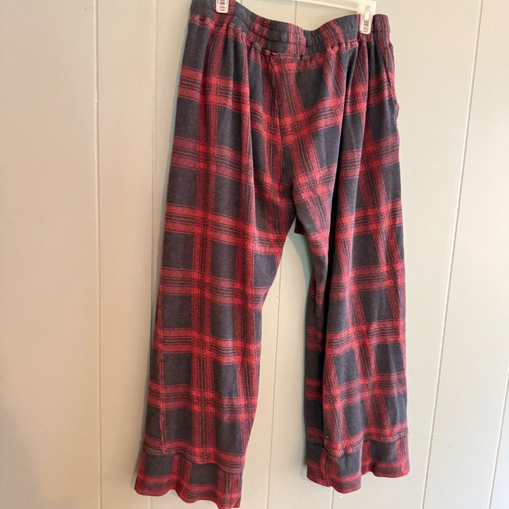 Faherty Arlington Plaid Pajama Pants Womens M Plaid Wide Leg Cropped Cotton - Picture 4 of 11